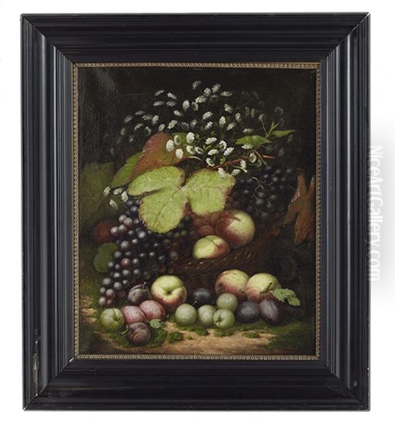 Still Life Of Fruit In A Basket Oil Painting by Jan Frans Van Dael