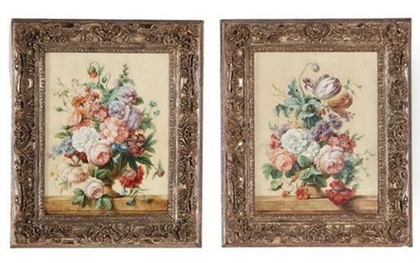 Floral Still Lifes (pair Of Works) Oil Painting by Jan Frans Van Dael