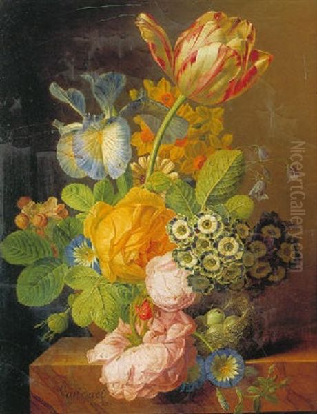 Vase De Fleurs Oil Painting by Jan Frans Van Dael