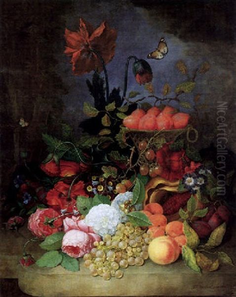 Fruchtestilleben Oil Painting by Jan Frans Van Dael