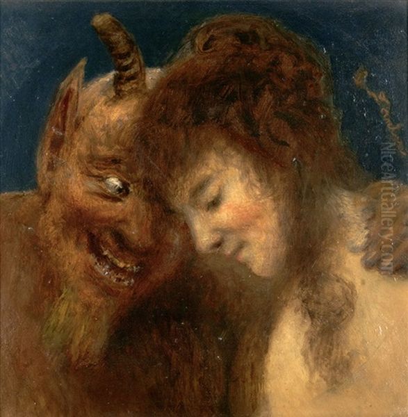 Nymphe Und Satyr Oil Painting by Eduard Daelen