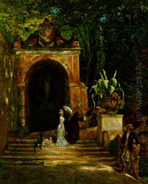 Die Venusgrotte In Der Villa Borghese Oil Painting by Eduard Daelen