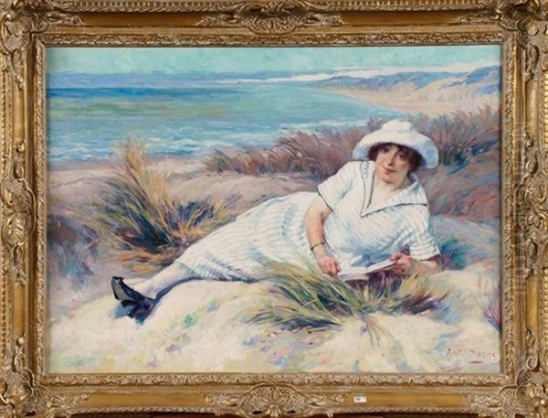 Elegante Allongee Dans Les Dunes Oil Painting by Antoine Daens