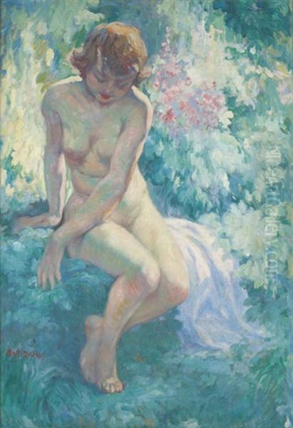 Jeune Fille Nue Au Jardin Oil Painting by Antoine Daens