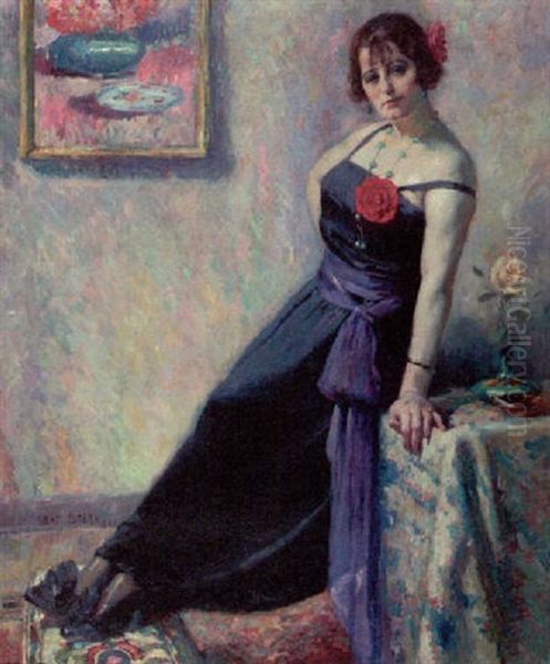 A Lady In Evening Dress Oil Painting by Antoine Daens