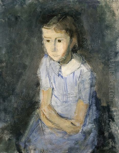 Meisje In Blauw Oil Painting by Hippolyte Daeye