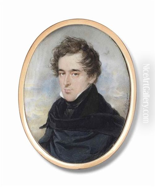 Prince Edward Maria Lichnowsky (1789-1845), Wearing A Black Cloak Oil Painting by Moritz Michael Daffinger