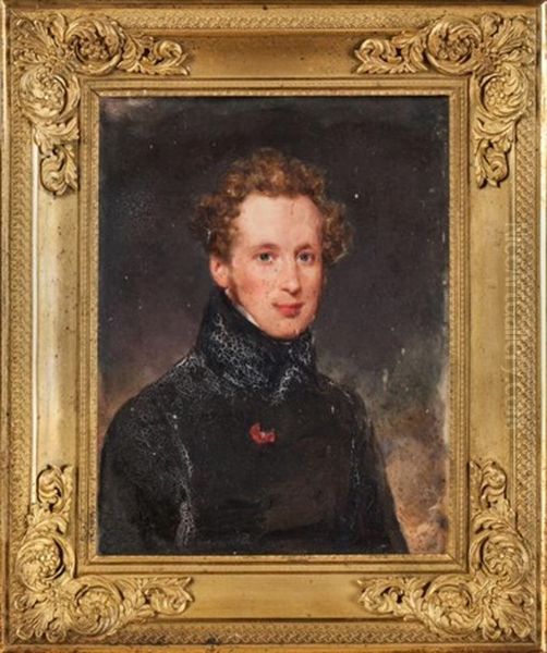 Portrait Jeune Homme Au Ruban Rouge Oil Painting by Moritz Michael Daffinger