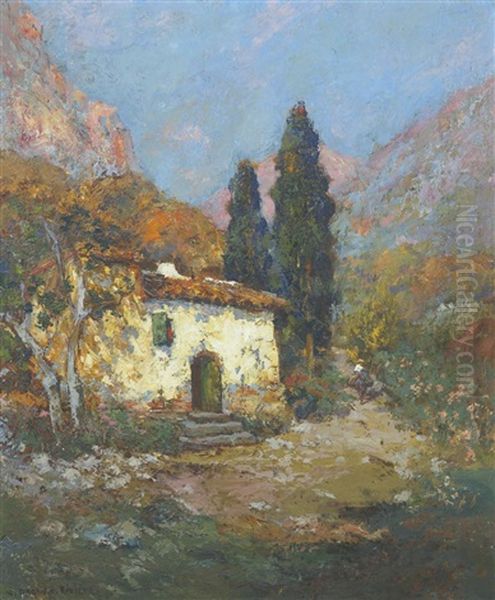 Un Refuge Dans Le Maquis Corse Oil Painting by Charles Henri Gaston Dagnac-Riviere