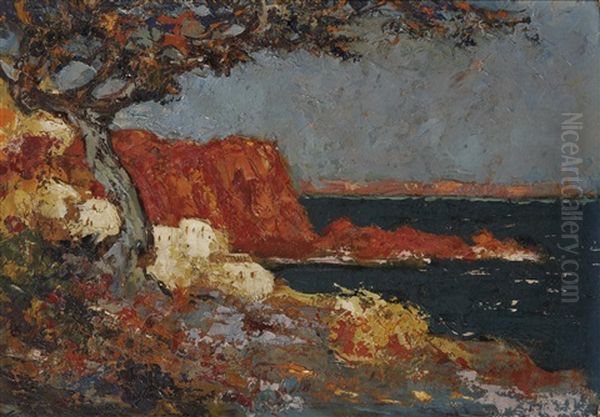 Les Roches Rouges, La Cote Oil Painting by Charles Henri Gaston Dagnac-Riviere