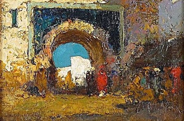 Entree De La Medina Au Maroc Oil Painting by Charles Henri Gaston Dagnac-Riviere