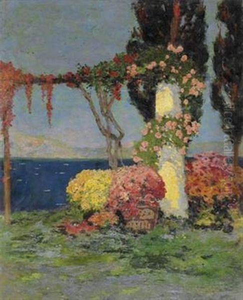 Pergola A Amalfi Oil Painting by Charles Henri Gaston Dagnac-Riviere