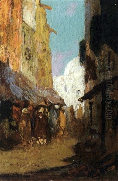 Rue A Fez, Maroc Oil Painting by Charles Henri Gaston Dagnac-Riviere