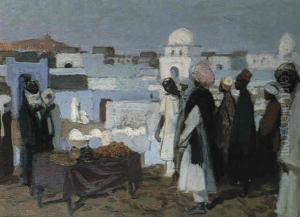 Les Invites, Maroc Oil Painting by Charles Henri Gaston Dagnac-Riviere