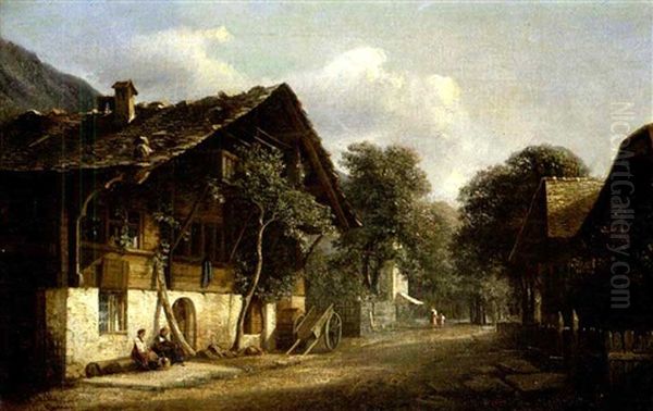 Partie In Interlaken Oil Painting by Isidore Dagnan