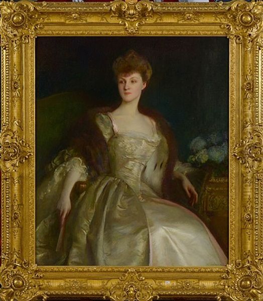 Portrait De Lise De La Rochefoucauld, 5eme Duchesse De Doudeauville, Nee Princesse Radziwill Oil Painting by Pascal Adolphe Jean Dagnan-Bouveret