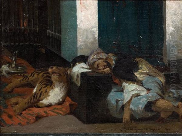 Oriental Au Tigre Oil Painting by Pascal Adolphe Jean Dagnan-Bouveret