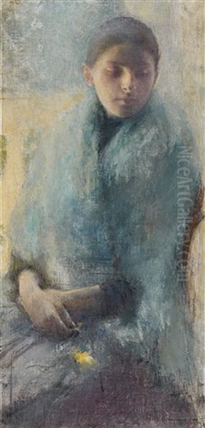 Jeune Fille En Bleu Oil Painting by Pascal Adolphe Jean Dagnan-Bouveret