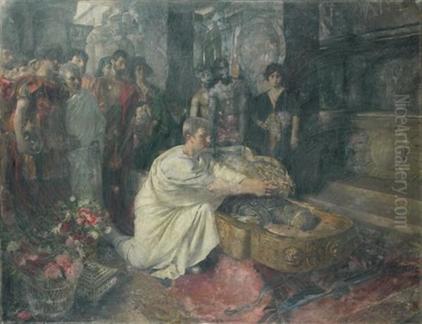 Auguste Au Tombeau D'alexandre Oil Painting by Pascal Adolphe Jean Dagnan-Bouveret