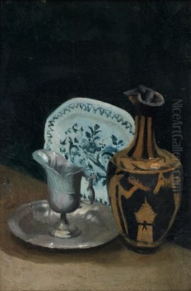 Nature Morte Au Vase Grec, Argenterie Et Ceramique Oil Painting by Pascal Adolphe Jean Dagnan-Bouveret