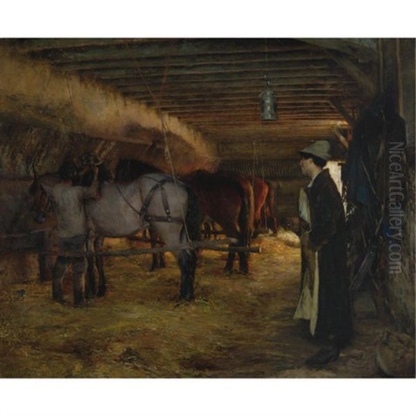 A Stable Oil Painting by Pascal Adolphe Jean Dagnan-Bouveret