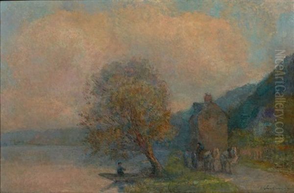 Chemin De Halage Oil Painting by Albert Marie (Adolphe) Dagnaux