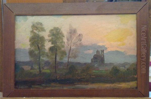 La Collegiale A Mantes Oil Painting by Albert Marie (Adolphe) Dagnaux