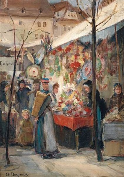 Lebhaftes Treiben Auf Einem Markt Oil Painting by Albert Marie (Adolphe) Dagnaux