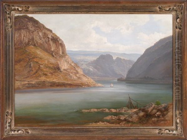 Rheinlandschaft An Der Loreley Oil Painting by Carl Dahl