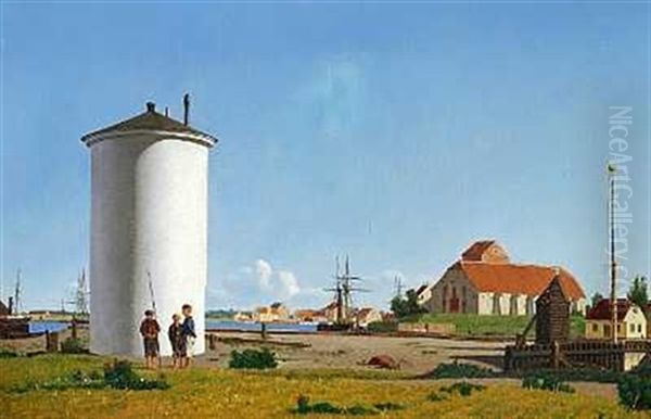 Parti Fra Korsor Havn Oil Painting by Carl Dahl