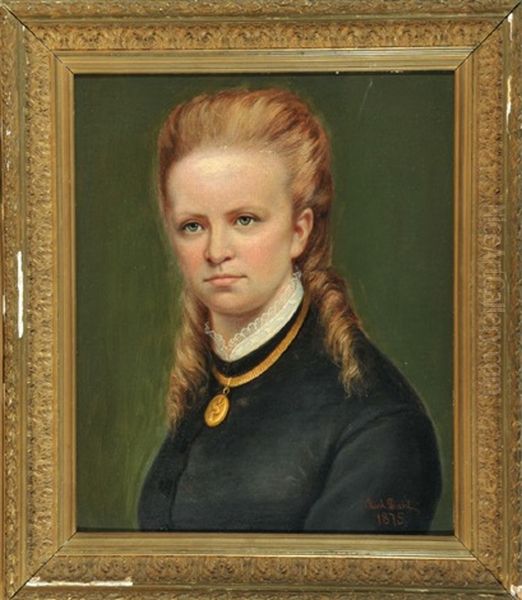 Portrait Einer Jungen Frau Im Schwarzen Kleid Mit Goldenem Amulett Oil Painting by Carl Ferdinand Dahl