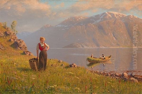 Sommeraften Pa Vestlandet Oil Painting by Hans Dahl