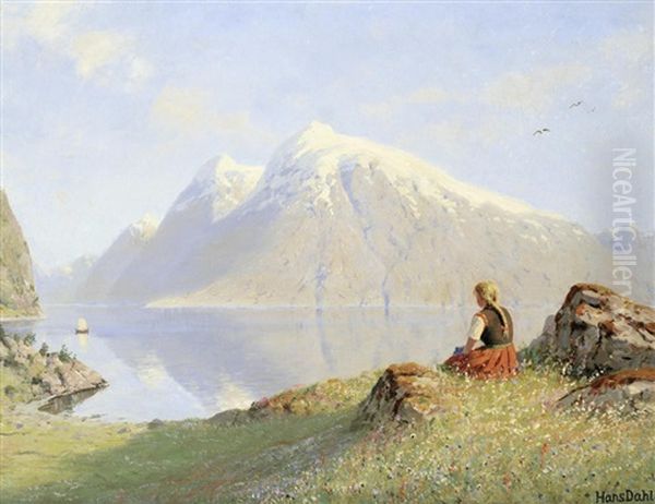 Summer In The Fjords Oil Painting by Hans Dahl