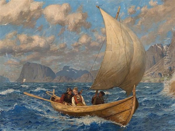 Crossing The Fjord In A Breeze by Hans Dahl