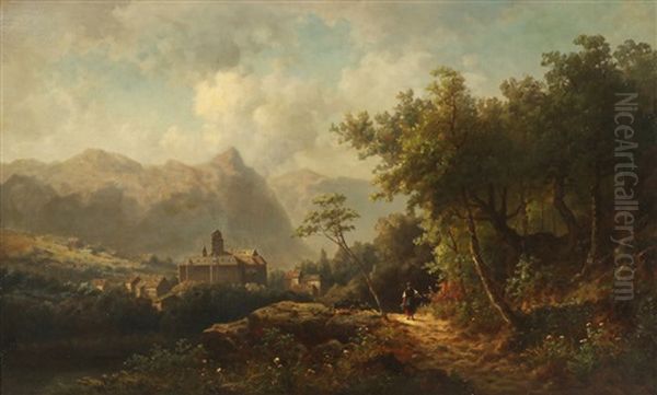 Schloss Tarasp Bei Scoul Oil Painting by Hans Dahl