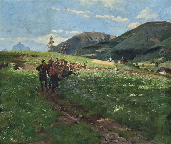 A Spring Festival Oil Painting by Hans Dahl