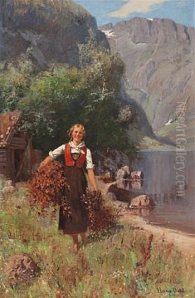 Sommerdag Pa Vestlandet Oil Painting by Hans Dahl