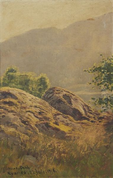 Rocks And Mountains Oil Painting by Hans Dahl