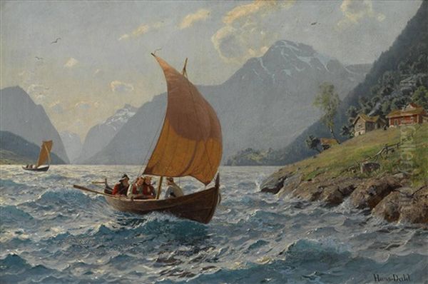 Mit Gutem Winde (fjord An Der Westkuste Norwegens) Oil Painting by Hans Dahl