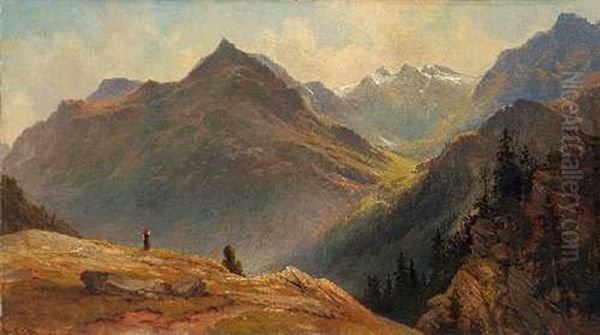 Blick Ins Gebirge Oil Painting by Hans Dahl