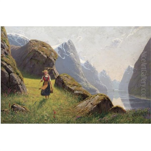 Fra En Norsk Vestlandsfjord Oil Painting by Hans Dahl