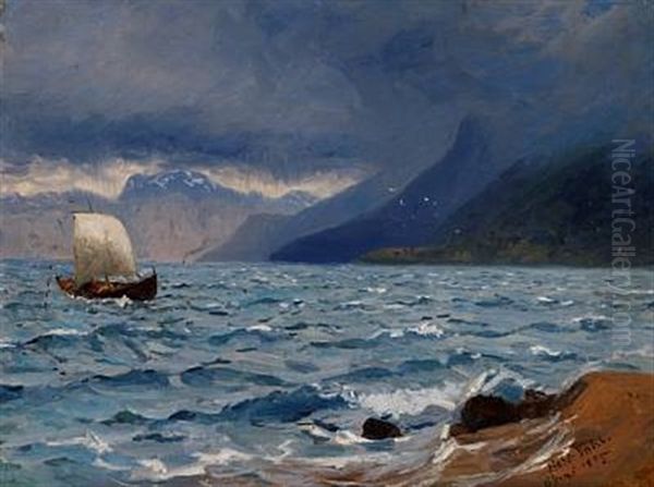 Pa Sognefjord Oil Painting by Hans Dahl