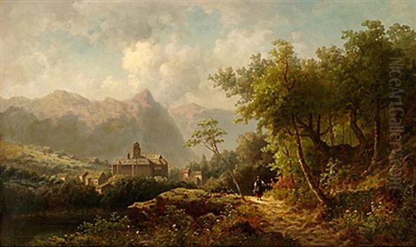 Schloss Tarasp Bei Scuol Oil Painting by Hans Dahl