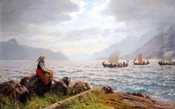 Hjemkomst Oil Painting by Hans Dahl