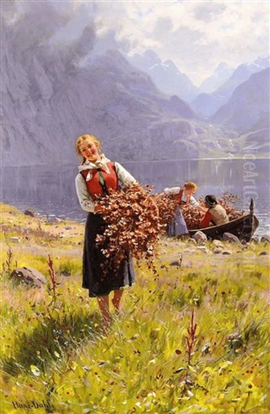 Sommerdag Ved En Norsk Fjord (summer Day On A Norwegian Fjord) Oil Painting by Hans Dahl