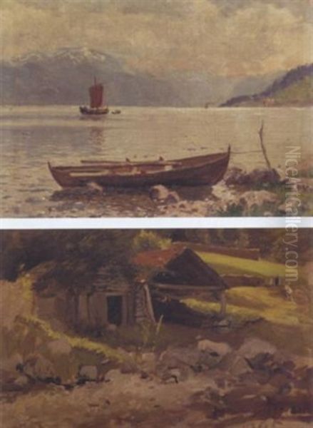 View Of A Fjord Oil Painting by Hans Dahl