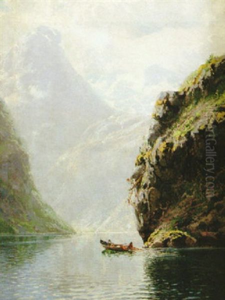 Fjordfiske Oil Painting by Hans Dahl