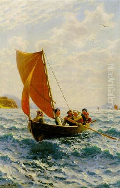 Hjemover Fra Kirken Oil Painting by Hans Dahl