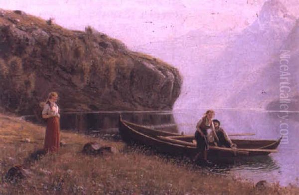 The Boating Party Oil Painting by Hans Dahl