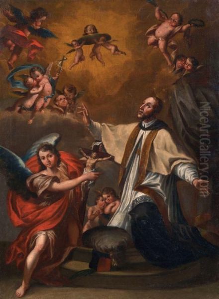 San Francesco Saverio Oil Painting by Giuseppe Luchi Antonio